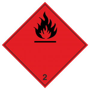 Наклейка 2.3 «Легковоспламеняющиеся газы» (чёрные буквы)