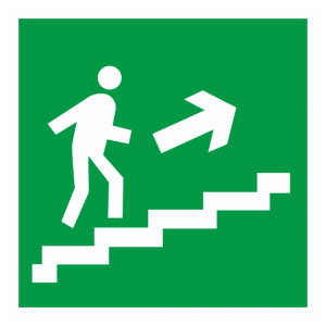 Наклейка E-15 «Направление к эвакуационному выходу (по лестнице вверх)»
